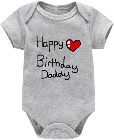 Happy Birthday Daddy Baby OnePiece Bodysuit Clothes Short Sleeve Rompers 0-24Months in Saudi Arabia