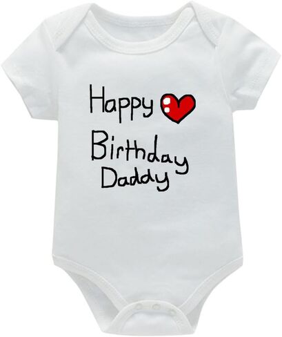 Happy Birthday Daddy Baby OnePiece Bodysuit Clothes Short Sleeve Rompers 0-24Months in Saudi Arabia