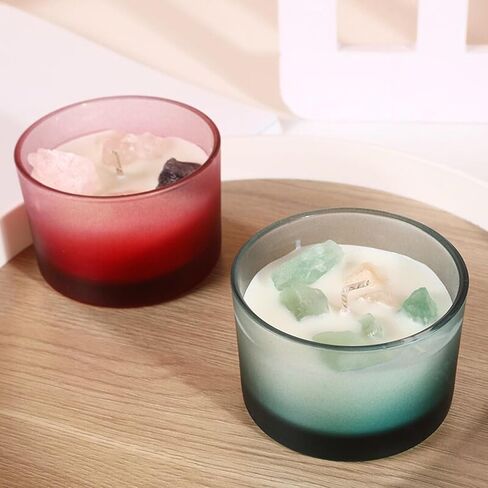Healing Crystal Scented Candle Glass Jar,250G Soy Wax Essential Oil Long Burn Chakra Aroma Candle for Wedding Anniversaries Birthday Holiday,Prefect Gift for Meditation Relief Mood (Amber) in Saudi Arabia