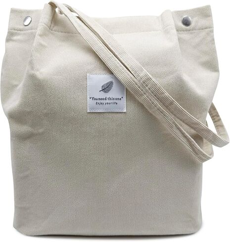 Corduroy Tote Bag for Women Shoulder Bag Buckets Totes Handbag Big Capacity Work Travel Shopping Bag in Saudi Arabia
