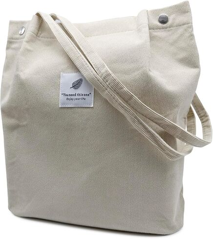 Corduroy Tote Bag for Women Shoulder Bag Buckets Totes Handbag Big Capacity Work Travel Shopping Bag in Saudi Arabia