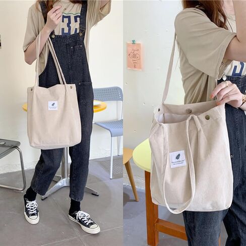 Corduroy Tote Bag for Women Shoulder Bag Buckets Totes Handbag Big Capacity Work Travel Shopping Bag in Saudi Arabia