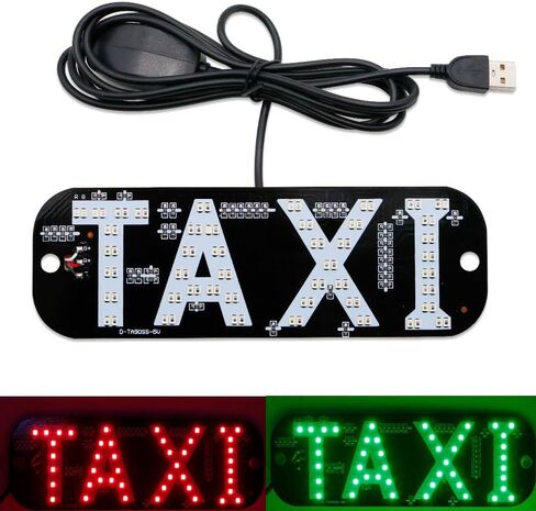 علامة Juren Taxi، شعار إضاءة LED بلونين، على نافذة السيارة مع عاكس شاحن سيارة DC 6V لعلامة إضاءة سيارة أجرة سائق Rideshare (أخضر وأزرق) in Kuwait