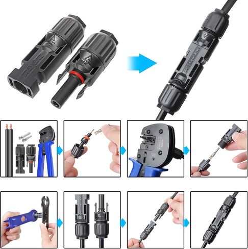 20PCS Solar Connectors, IP67 Waterproof Solar Panel Connector, 1000V 30A Male/Female Solar Wire Adapter Connector for Connecting Solar Panels in Kuwait