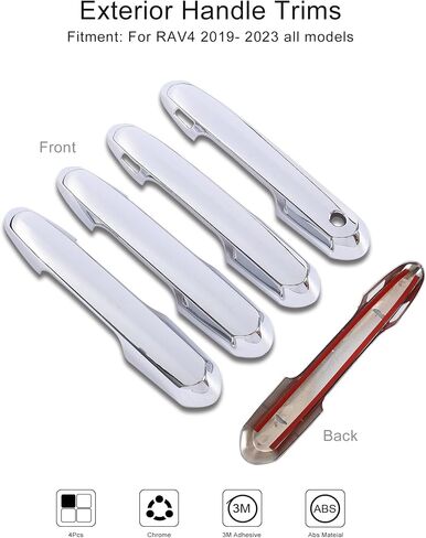 for Toyota RAV4 2019-2023 Door Handle Cover Trims, for Toyota Highlander 2020-2023 Chrome Exterior Sporty Decorative Strip Cover Molding Trims (with Smart Key Hole) in Saudi Arabia
