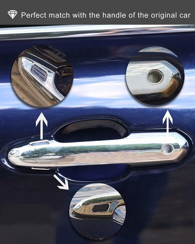 for Toyota RAV4 2019-2023 Door Handle Cover Trims, for Toyota Highlander 2020-2023 Chrome Exterior Sporty Decorative Strip Cover Molding Trims (with Smart Key Hole) in Saudi Arabia