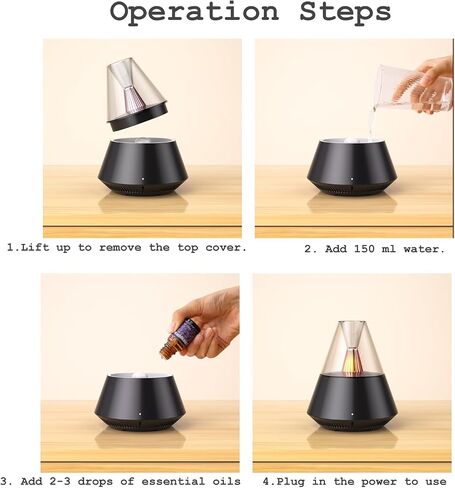 TriPro Essential Oils Aroma Diffuser,Portable Humidifier with Cool Mist and Warm Light Effect,Remote Control,150 ml Capacity,for Bedroom, Office, Living Room, Yoga (Black) in Saudi Arabia