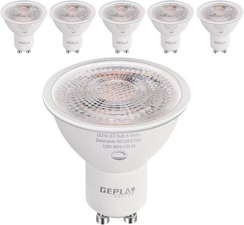 6 Pack GU10 LED Bulb Dimmable 6W 582LM,50W Halogen Replacement, 38 Degree Spotlight 2700K Warm White for Kitchen, Range Hood, Living Room Track Lighting in Saudi Arabia
