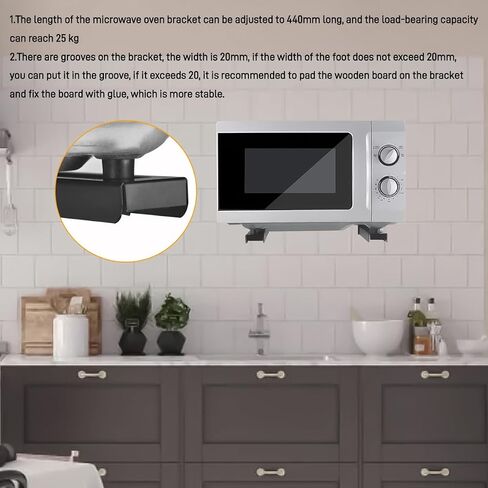 Microwave Mount Bracket Stainless Steel Microwave Brackets 12 to 18.4inch Heavy Duty Microwave Holder Support Frame Steel Foldable Stretch Shelf Rack for Home Kitchen Accessories in Saudi Arabia