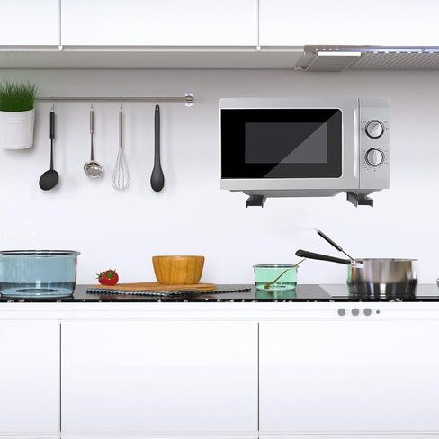 Microwave Mount Bracket Stainless Steel Microwave Brackets 12 to 18.4inch Heavy Duty Microwave Holder Support Frame Steel Foldable Stretch Shelf Rack for Home Kitchen Accessories in Saudi Arabia
