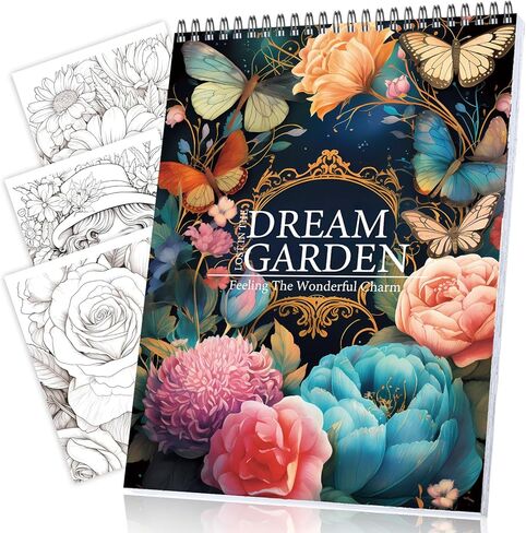 كتب تلوين حديقة الأحلام للكبار، كتاب تلوين للنساء، صفحة حلزونية ملزمة، تصميم من جانب واحد، هدايا الفنون والحرف اليدوية للنساء للاسترخاء والقلق والاكتئاب، 30 صفحة تلوين ملونة in Kuwait
