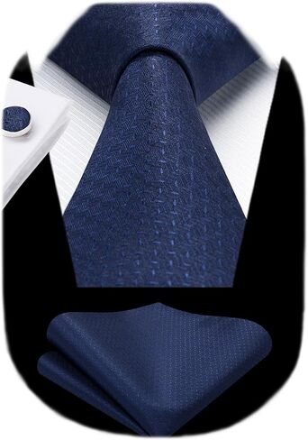 HISDERN Mens Tie Set Classic Woven Ties and Pocket Square Cufflinks Set Formal Business Wedding Neckties Handkerchief in Saudi Arabia