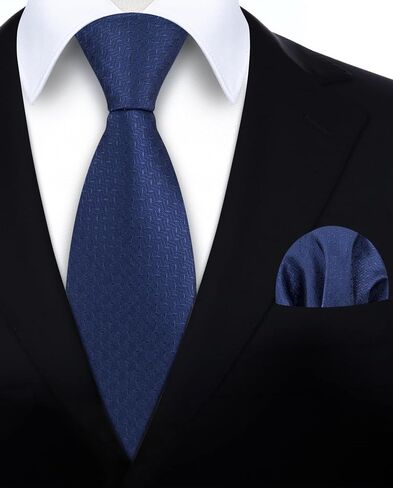HISDERN Mens Tie Set Classic Woven Ties and Pocket Square Cufflinks Set Formal Business Wedding Neckties Handkerchief in Saudi Arabia