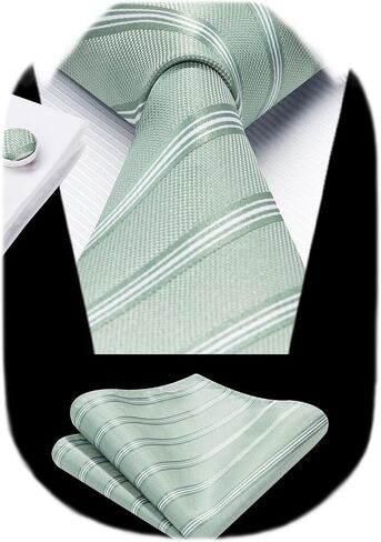HISDERN Mens Tie Set Classic Woven Ties and Pocket Square Cufflinks Set Formal Business Wedding Neckties Handkerchief in Saudi Arabia