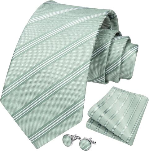 HISDERN Mens Tie Set Classic Woven Ties and Pocket Square Cufflinks Set Formal Business Wedding Neckties Handkerchief in Saudi Arabia