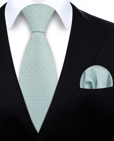HISDERN Mens Tie Set Classic Woven Ties and Pocket Square Cufflinks Set Formal Business Wedding Neckties Handkerchief in Saudi Arabia