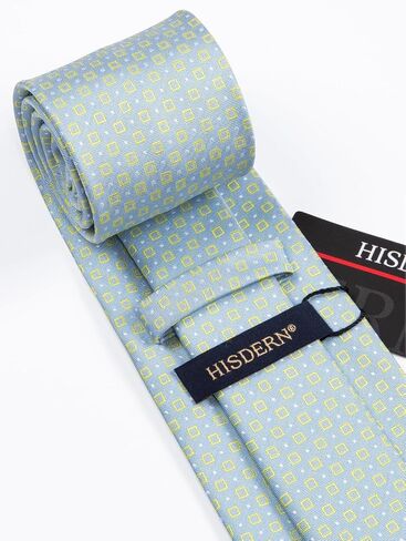 HISDERN Mens Tie Set Classic Woven Ties and Pocket Square Cufflinks Set Formal Business Wedding Neckties Handkerchief in Saudi Arabia