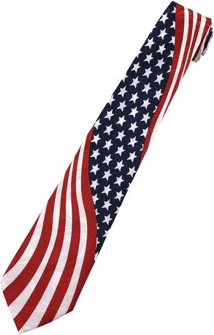Men's American Flag USA 4th of July Swirls Regular Neck Tie Red White Blue in Saudi Arabia