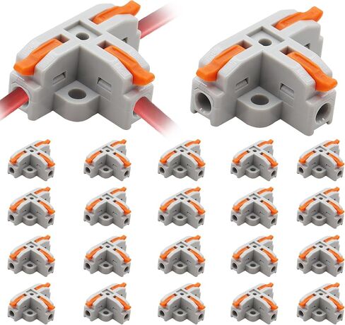 20pcs T-Type Lever Wire Connector Compact Splicing Connectors Quick Wiring 3 Pin 1 Way Wire Connector Suitable for AWG 28-12 Push in Terminal Wire Connector(Orange) in Saudi Arabia