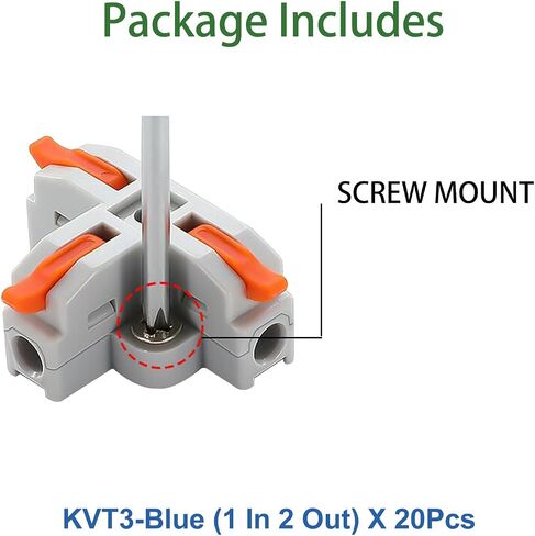 20pcs T-Type Lever Wire Connector Compact Splicing Connectors Quick Wiring 3 Pin 1 Way Wire Connector Suitable for AWG 28-12 Push in Terminal Wire Connector(Orange) in Saudi Arabia