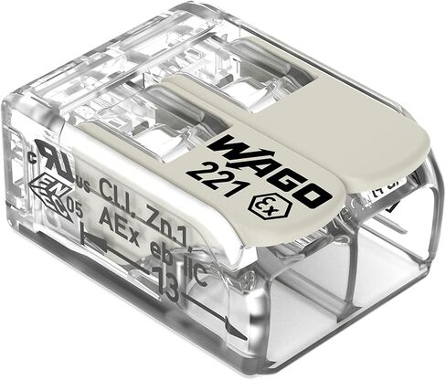 221-682 | WAGO 221 Series Lever-Nuts® للمواقع الخطرة | 2-موصل الربط موصل | 20 - 10 ايه دبليو جي | غلاف شفاف، أذرع تشغيل بيضاء | [صندوق 50 قطعة] in Kuwait