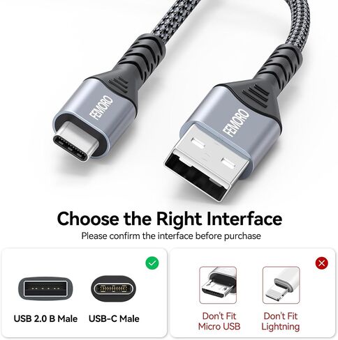 FEMORO 10 ft USB C Cable Fast Charging 60W, USB A to USB-C Charger Cables 10 Foot, Extra Long USBC Type C 2.0 Cord for Android Phone iPad iPhone 15 Galaxy LG in Saudi Arabia