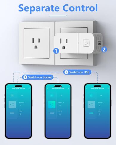 GreenSun WiFi Smart Plug، مقبس USB ذكي مع Alexa Google Home، وظيفة مقبس WiFi ذكي 16A، جهاز تحكم عن بعد لاسلكي، التحكم الصوتي ومقبس المؤقت 2.4 جيجا (عبوتان) in Kuwait