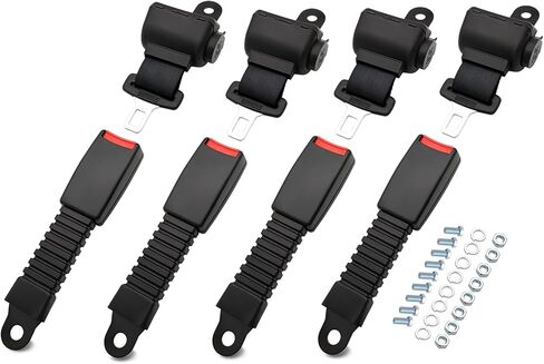 مجموعة أحزمة مقعد عربة الجولف من KIE، مجموعة أحزمة مقعد عربة الجولف الأمامية والخلفية العالمية القابلة للسحب متوافقة مع EZGO، Club Car، Yamaha in Kuwait