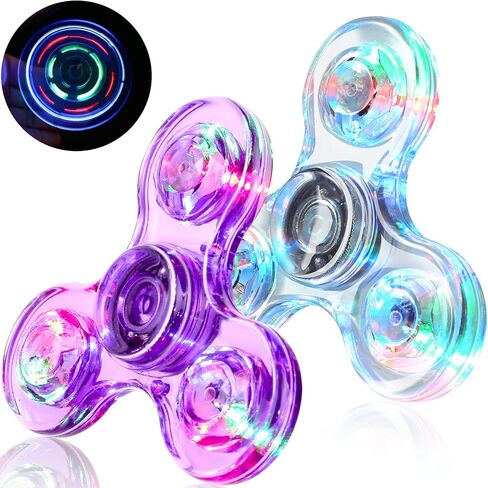 SCIONE 2pack Fidget Spinners للأطفال، LED تضيء ألعاب الململة الحسية للأطفال البالغين، يتوهج في الألعاب المظلمة للمراهقين الأولاد البنات جوائز الفصول الدراسية للأطفال 4-8-12، ADHD الإجهاد والقلق الإغاثة Fidgets in Kuwait