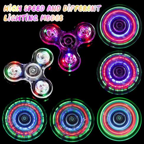 SCIONE 2pack Fidget Spinners للأطفال، LED تضيء ألعاب الململة الحسية للأطفال البالغين، يتوهج في الألعاب المظلمة للمراهقين الأولاد البنات جوائز الفصول الدراسية للأطفال 4-8-12، ADHD الإجهاد والقلق الإغاثة Fidgets in Kuwait