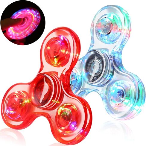 SCIONE 2pack Fidget Spinners للأطفال، LED تضيء ألعاب الململة الحسية للأطفال البالغين، يتوهج في الألعاب المظلمة للمراهقين الأولاد البنات جوائز الفصول الدراسية للأطفال 4-8-12، ADHD الإجهاد والقلق الإغاثة Fidgets in Kuwait