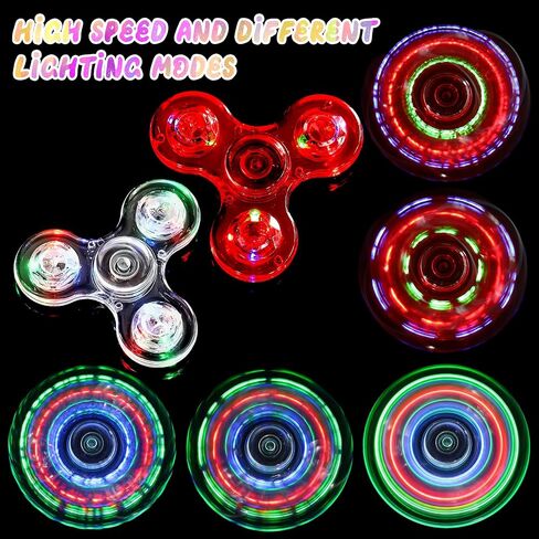 SCIONE 2pack Fidget Spinners للأطفال، LED تضيء ألعاب الململة الحسية للأطفال البالغين، يتوهج في الألعاب المظلمة للمراهقين الأولاد البنات جوائز الفصول الدراسية للأطفال 4-8-12، ADHD الإجهاد والقلق الإغاثة Fidgets in Kuwait