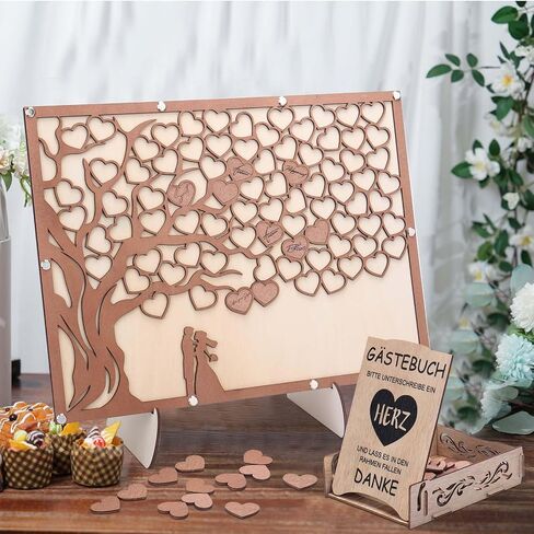 Wedding Guest Book Alternative, Guest Book Wedding Reception with Wooden Hearts Guest Book Signs for Wedding Anniversary Birthday Party Baby Shower in Saudi Arabia