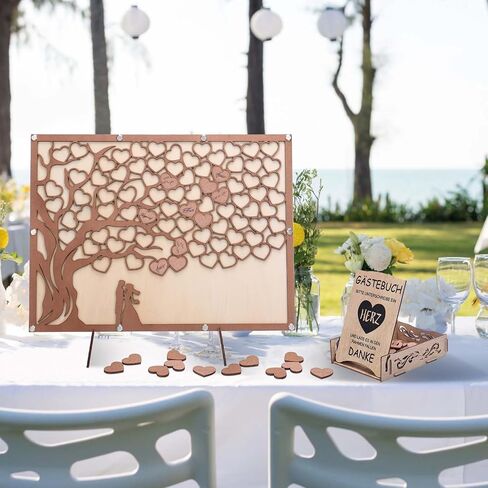 Wedding Guest Book Alternative, Guest Book Wedding Reception with Wooden Hearts Guest Book Signs for Wedding Anniversary Birthday Party Baby Shower in Saudi Arabia