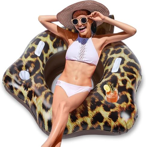 Inflatable Pool Floats for Adults, Heavy Duty River Tube Float with 2 Cup Holders and Backrest, Quickly Inflate Lake Water Tubes for Floating River Raft Lounge Floatie in Saudi Arabia