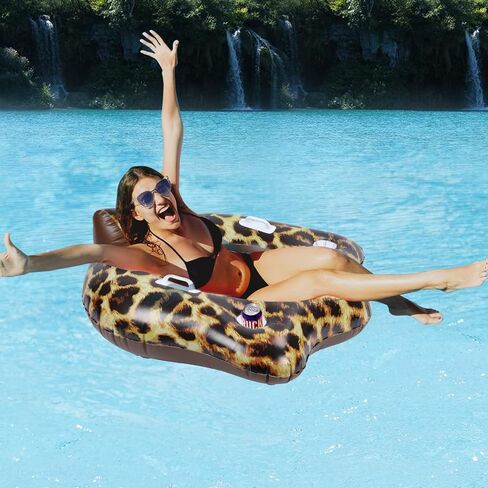 Inflatable Pool Floats for Adults, Heavy Duty River Tube Float with 2 Cup Holders and Backrest, Quickly Inflate Lake Water Tubes for Floating River Raft Lounge Floatie in Saudi Arabia