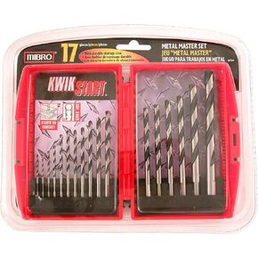 MIBRO 871140 High Speed Steel All-Purpose Drill Bit Set, 17 Pieces
