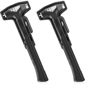 AUCELI Multi-Function Car Safety Hammer, Hardened Alloy Steel All-in-1 Emergency Escape Kit Rescue Tool with Window Glass Breaker, Seat Belt Cutter, Self Defense Universal Auto Accessories (Black)