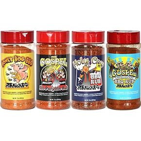 Meat Church Holy Rub & Seasoning Sampler (Variety Pack of 4 w/ 1 each of The Holy Gospel, Holy Cow, Honey Hog & The Gospel)
