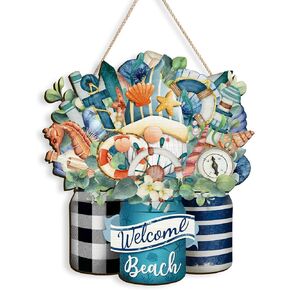 Creoate Summer Beach Decor Farmhouse Coastal Decor 3D Textured Nautical Beach Wooden Boat Ship Steering Wheel Home Wall Decor - Life is Good at the Beach