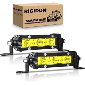 RIGIDON 2PCS 30W Amber LED Light Bar 7Inch Slim Flood Light Bar Single Row Waterproof LED Work Light Driving Boat Road Lights for ATV UTV Truck