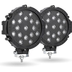 7 Inch 51W Round LED Offroad Lights，5100LM Motorcycle Spot Light Bar Fog Driving Roof Bar Bumper Lamp with Mounting Bracket for Truck, SUV, Jeep, ATV, Boat, Pack of 2