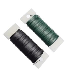 2 Rolls 76 Yards Flexible Floral Bind Wire 22 Gauge Paddle Wire for DIY Crafts Flower Arrangements Garlands, 1xBlack & 1xGreen