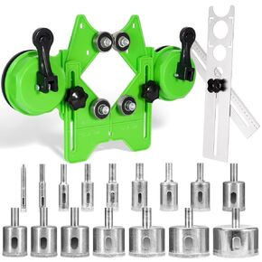 Diamond Hole Saw Kit - 16PCS Tile Saw Drill Bits Set from 6mm-50mm with Double Suction Cups for Drilling Ceramic, Glass, Tiles, Porcelain, Marble, and Granite