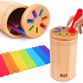 KLT Montessori Toys for 1-3 Year Old: Wooden Learning Color Sorting Toys for for Toddlers Age 1 2 3, Educational Fine Motor Developmental Sensory Matching Games, 12-36 Month Old Baby Boys Girls Gifts