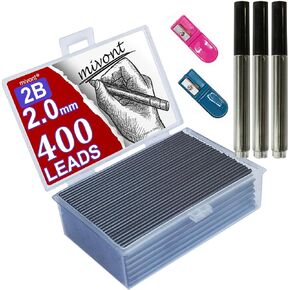 400pcs 2mm 2B HB Black 2.0mm Mechanical Pencil Holder Lead Refill drawing draft