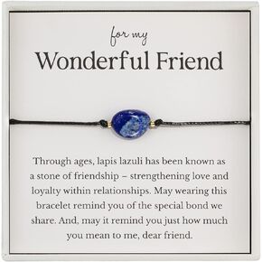 RareLove Friendship Bracelet Lapis Lazuli Healing Bracelets for Women,Healing Crystal Best Friend Adjustable Beaded Strand Bracelets Protection Long Distance Touch Bracelets