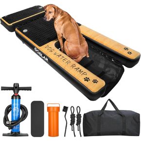 Inflatable Dog Pool Ramp | Floating Dock Float | 59" L×39" W×12" H Oversized Dog Boat Ramp Up to 250 lbs | Dog Water Ramp with EVA Non-Slip Upgraded Steps