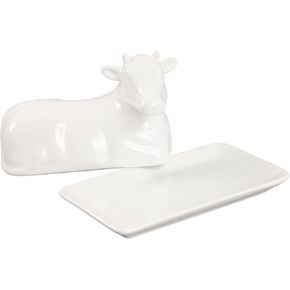 Porcelain Butter Dish with Lid, Butter Holder, Perfect for East and West Coast Butter, white Butter Tray Decor for Kitchen Gifts 7.4 Inch