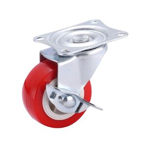 1.5 Inch Caster Wheels, Casters Set of 4，Swivel Casters Wheels Set of 4 Plate Casters Heavy Duty Premium Polyurethane Wheels PU Anti-wear Smooth Casters Red (Free Screws) (1.5" No Brake)